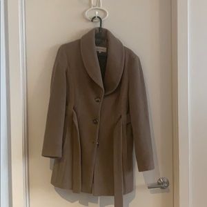 Calvin Klein Camel Wool Belted Coat